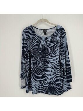 Clara Sun Woo top shirt  large  navy stretch office business casual work